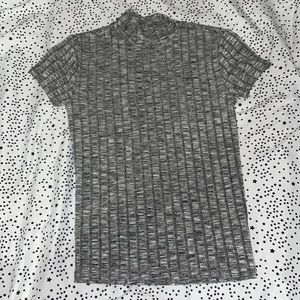Gray Semi Turtleneck Fitted Top